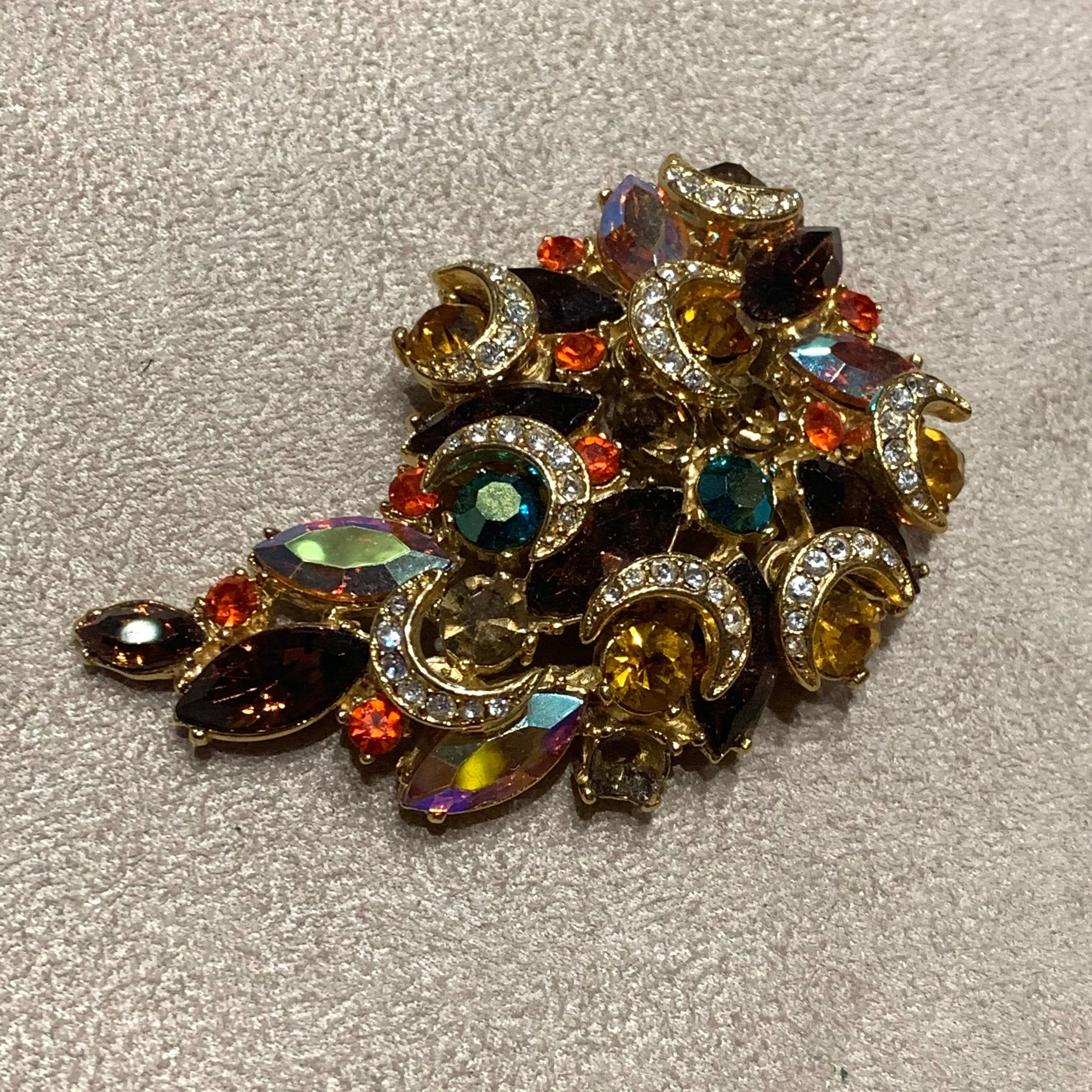 Vintage amber crystal Brooch by Sphinx of London