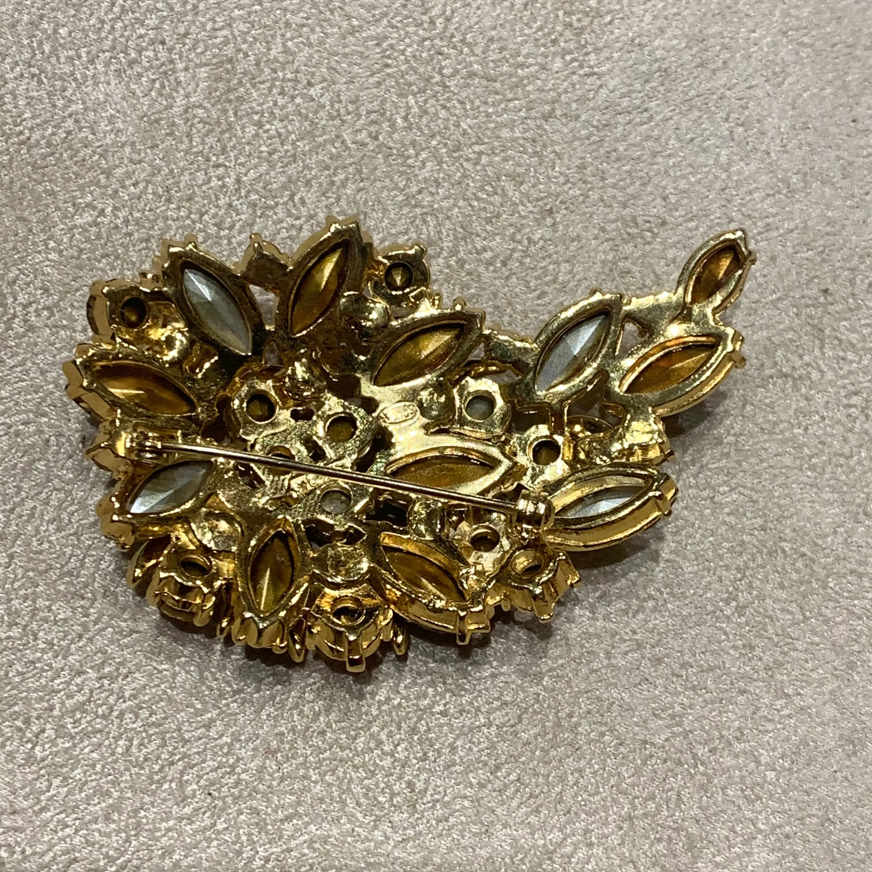 Vintage amber crystal Brooch by Sphinx of London
