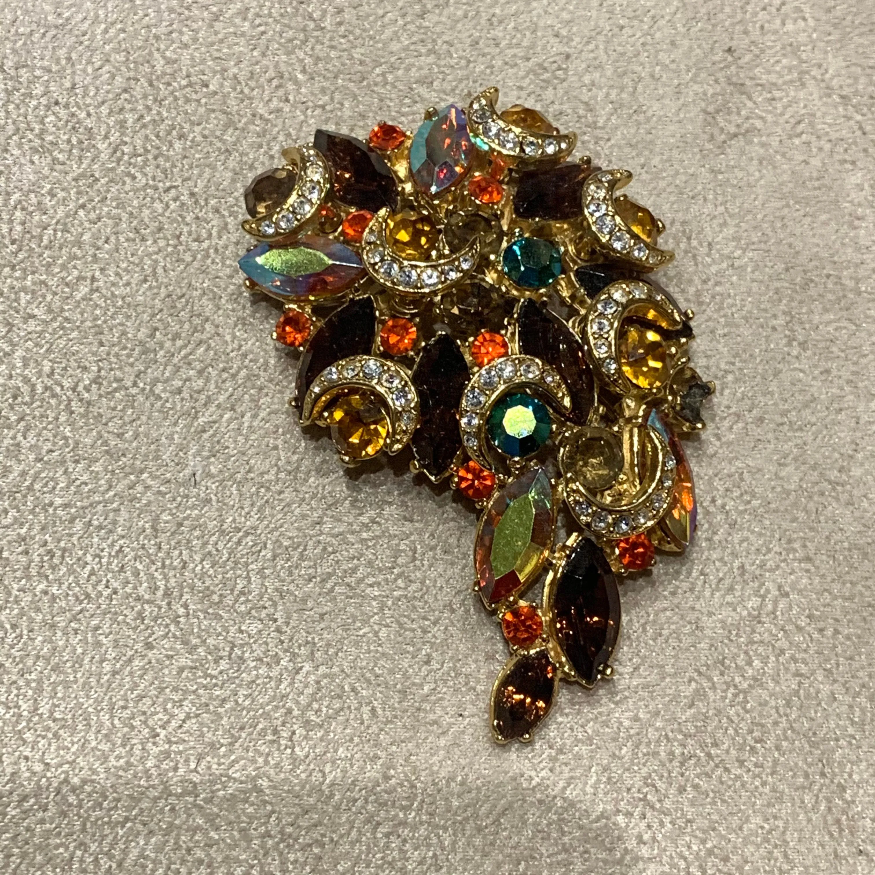 Vintage amber crystal Brooch by Sphinx of London