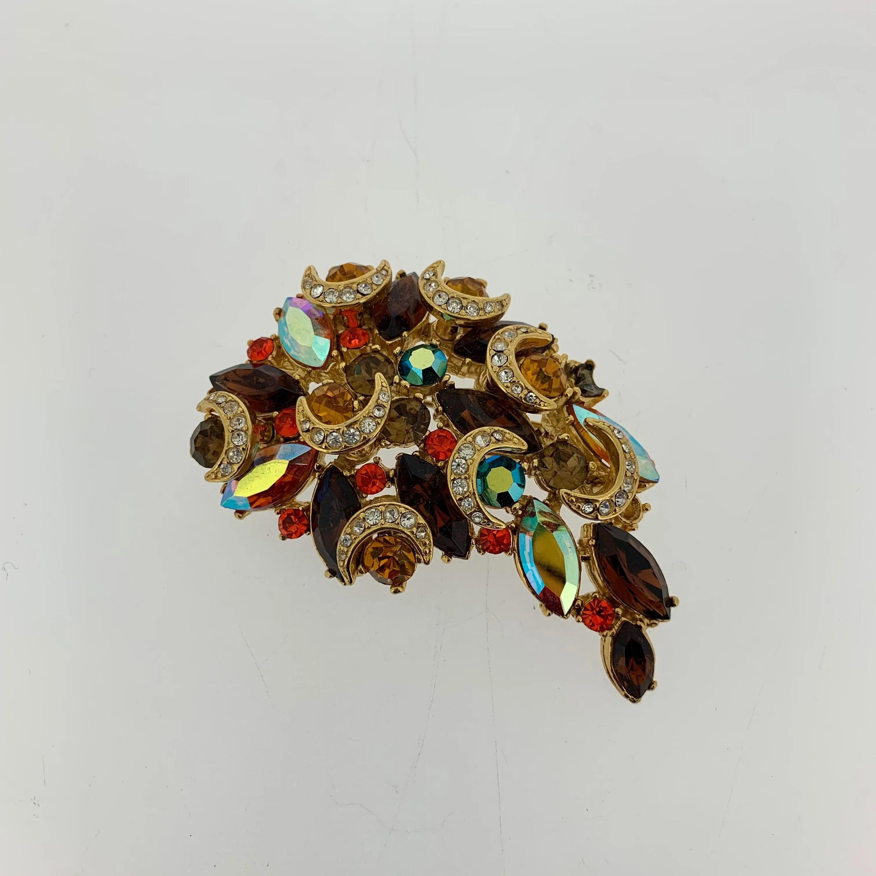 Vintage amber crystal Brooch by Sphinx of London