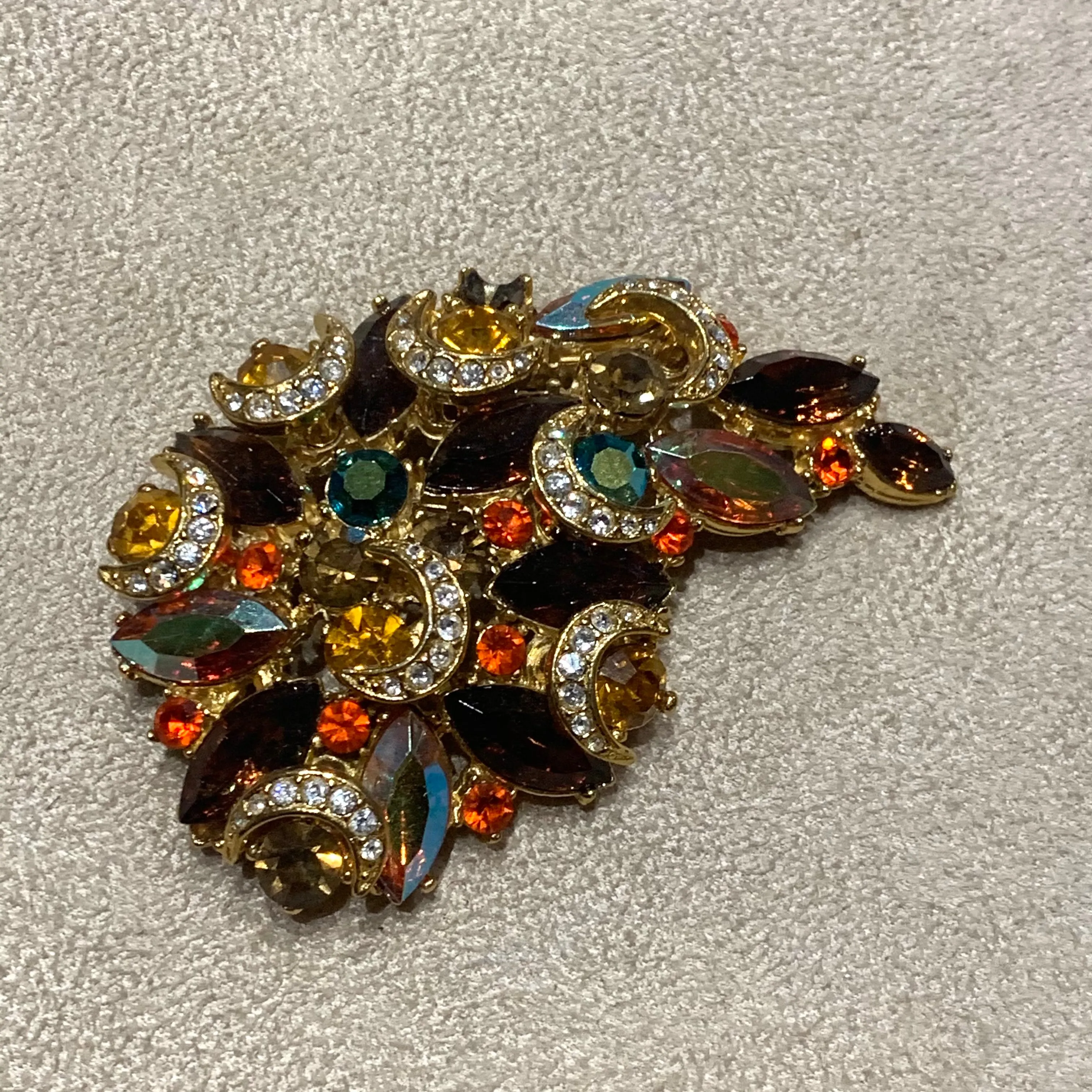 Vintage amber crystal Brooch by Sphinx of London