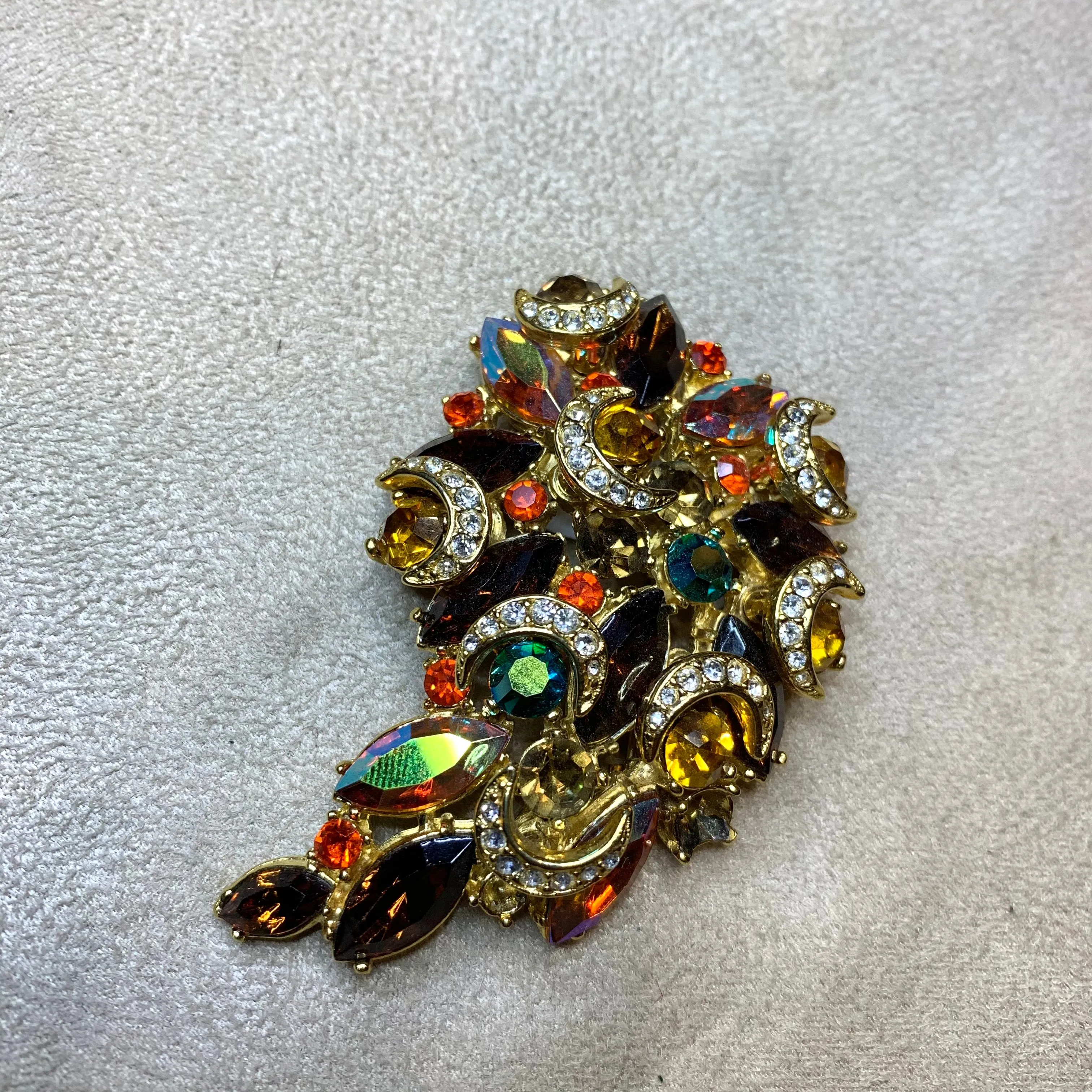 Vintage amber crystal Brooch by Sphinx of London