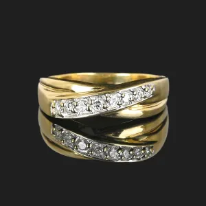 Vintage Diagonal Diamond 14K Gold Band Ring