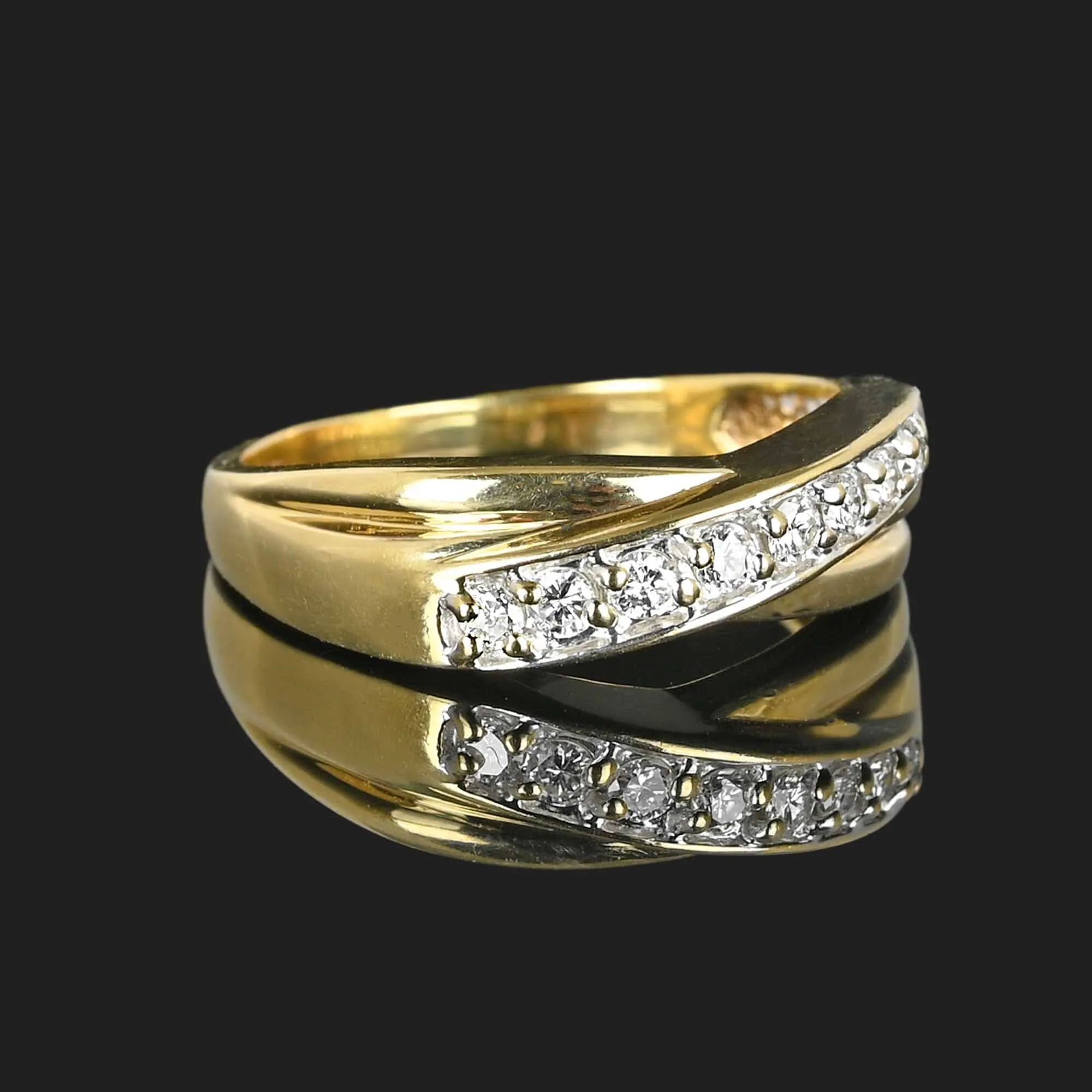 Vintage Diagonal Diamond 14K Gold Band Ring