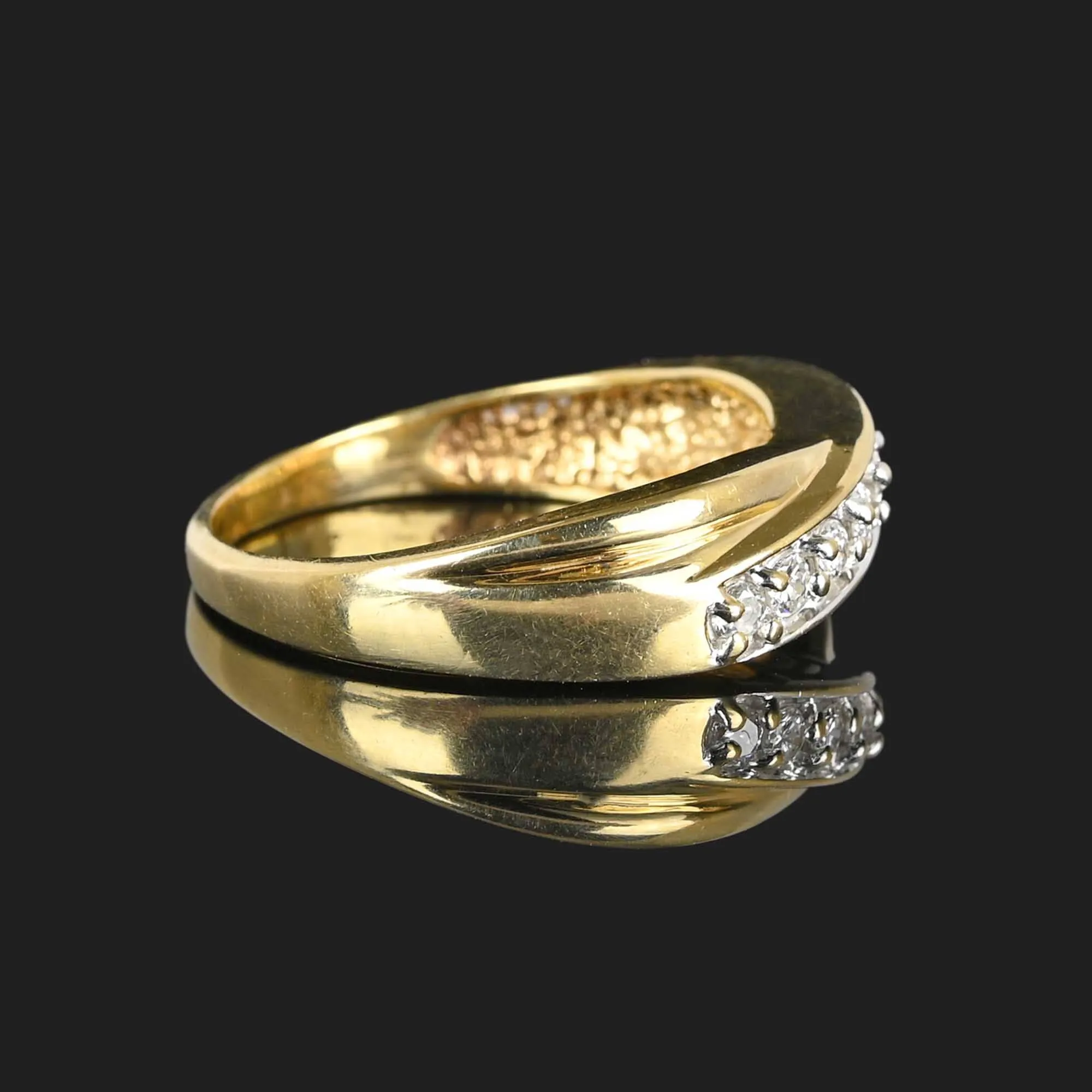 Vintage Diagonal Diamond 14K Gold Band Ring
