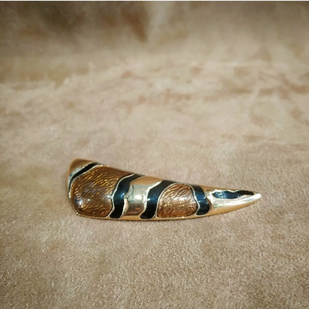 Vintage Guy Laroche gold brown enamel animal print brooch