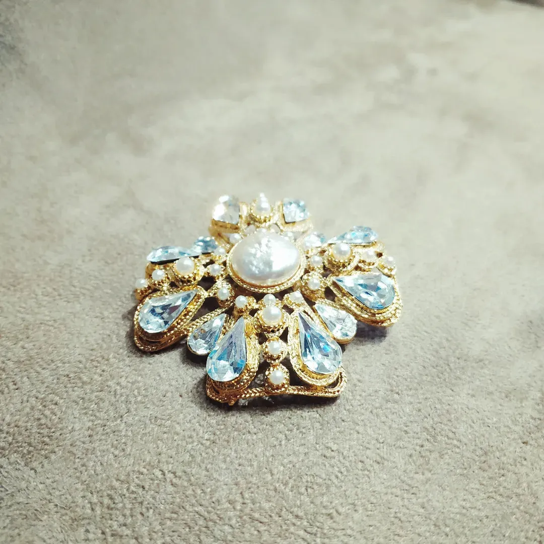 Vintage Pearl cross Statement Cross brooch by Sphinx