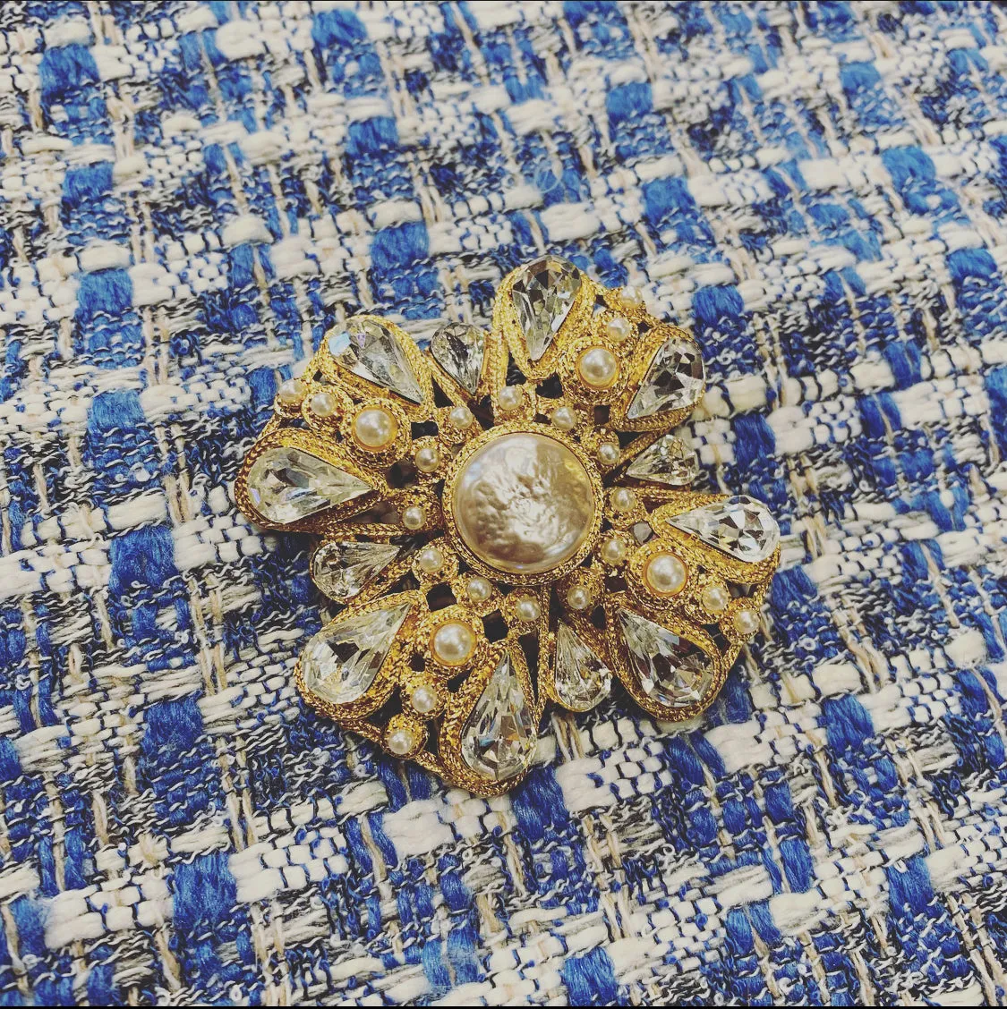 Vintage Pearl cross Statement Cross brooch by Sphinx