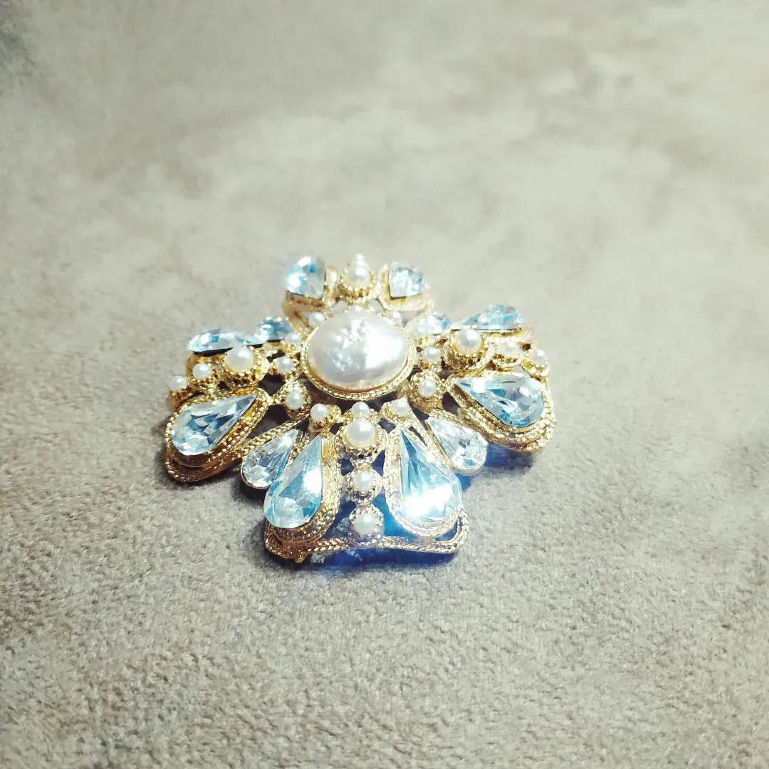 Vintage Pearl cross Statement Cross brooch by Sphinx