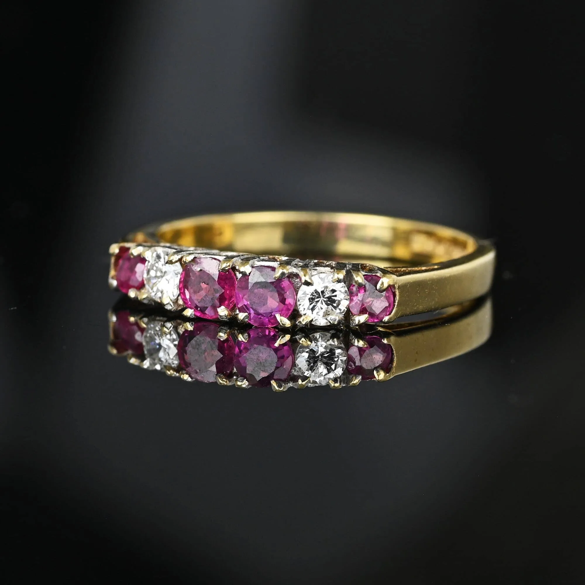 Vintage Ruby Diamond Band Ring in Gold