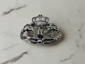 Vintage Silver Tone Coro Coat of Arms Brooch