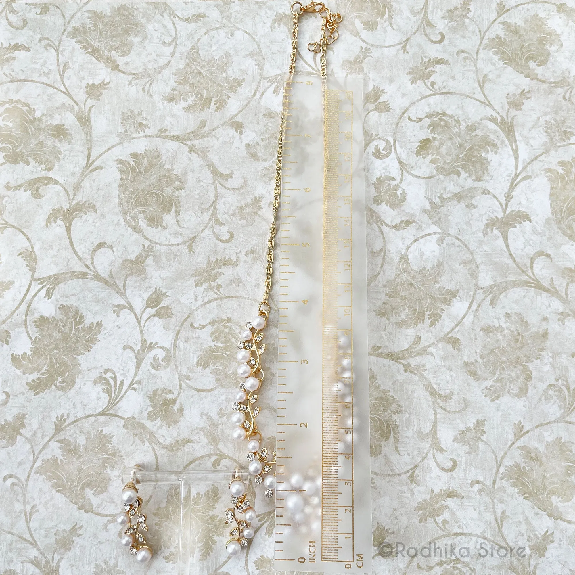 Vrindavan  Pearl Vine - Deity Necklace And Earring Set