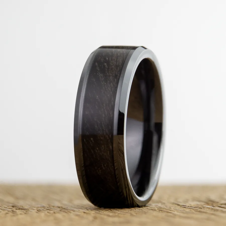 Weathered barnwood on Black ring
