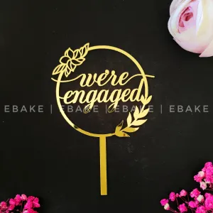 We're Engaged Cake Topper Golden
