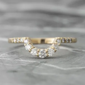 White Diamond Contour Wedding Band, Gwen Setting, 14K Yellow Gold