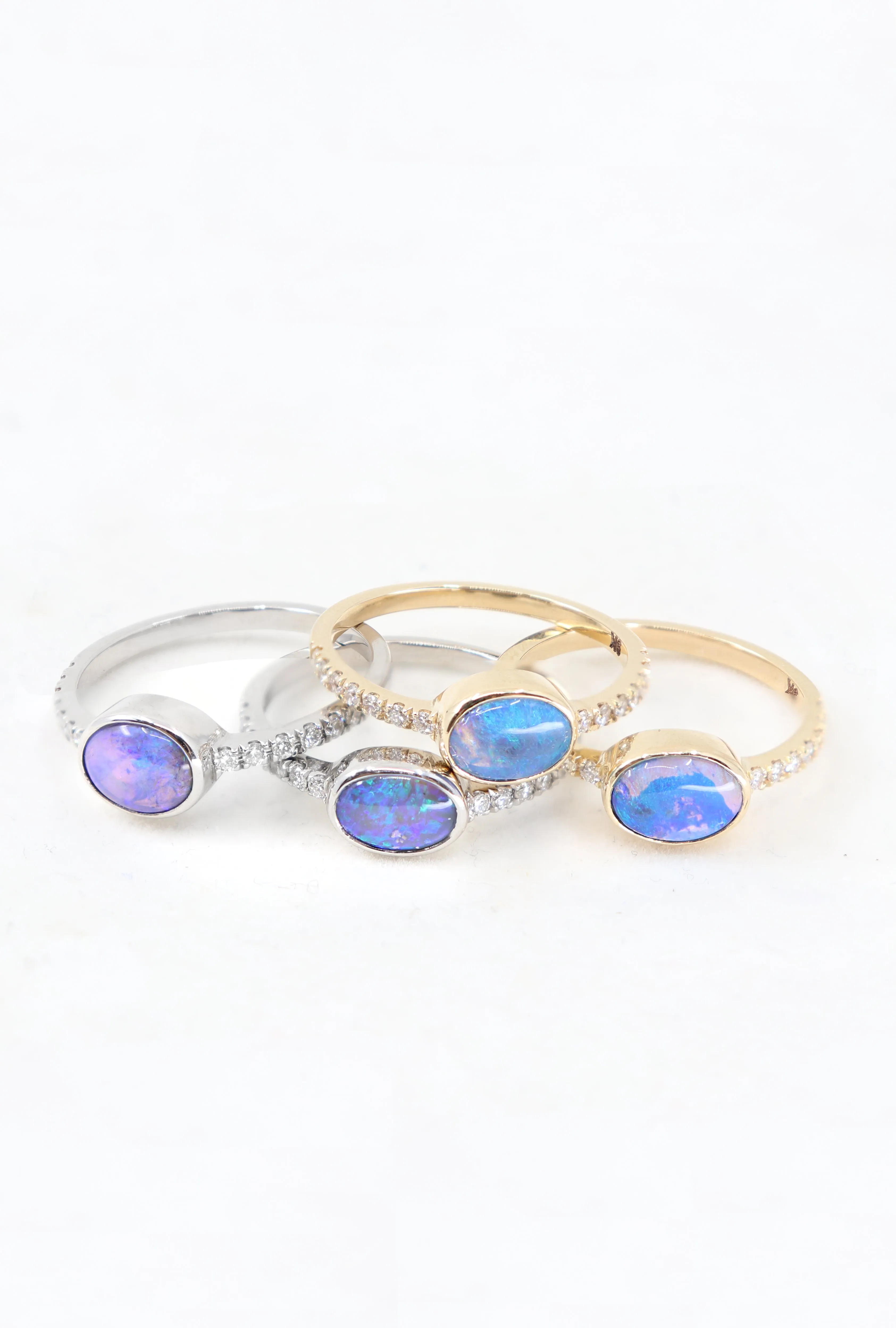 White Gold Coober Pedy Black Opal and Diamond Ring