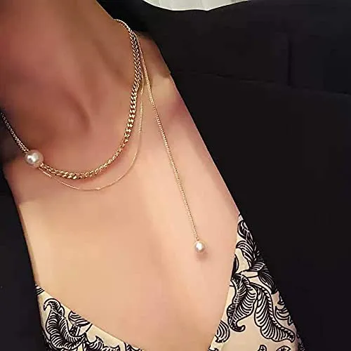 Yellow Chimes Necklace for Women and Girls Pearl Necklace for Women | Gold Plated Multilayered Choker Necklace for Girls | Birthday Gift for girls and women Anniversary Gift for Wife
