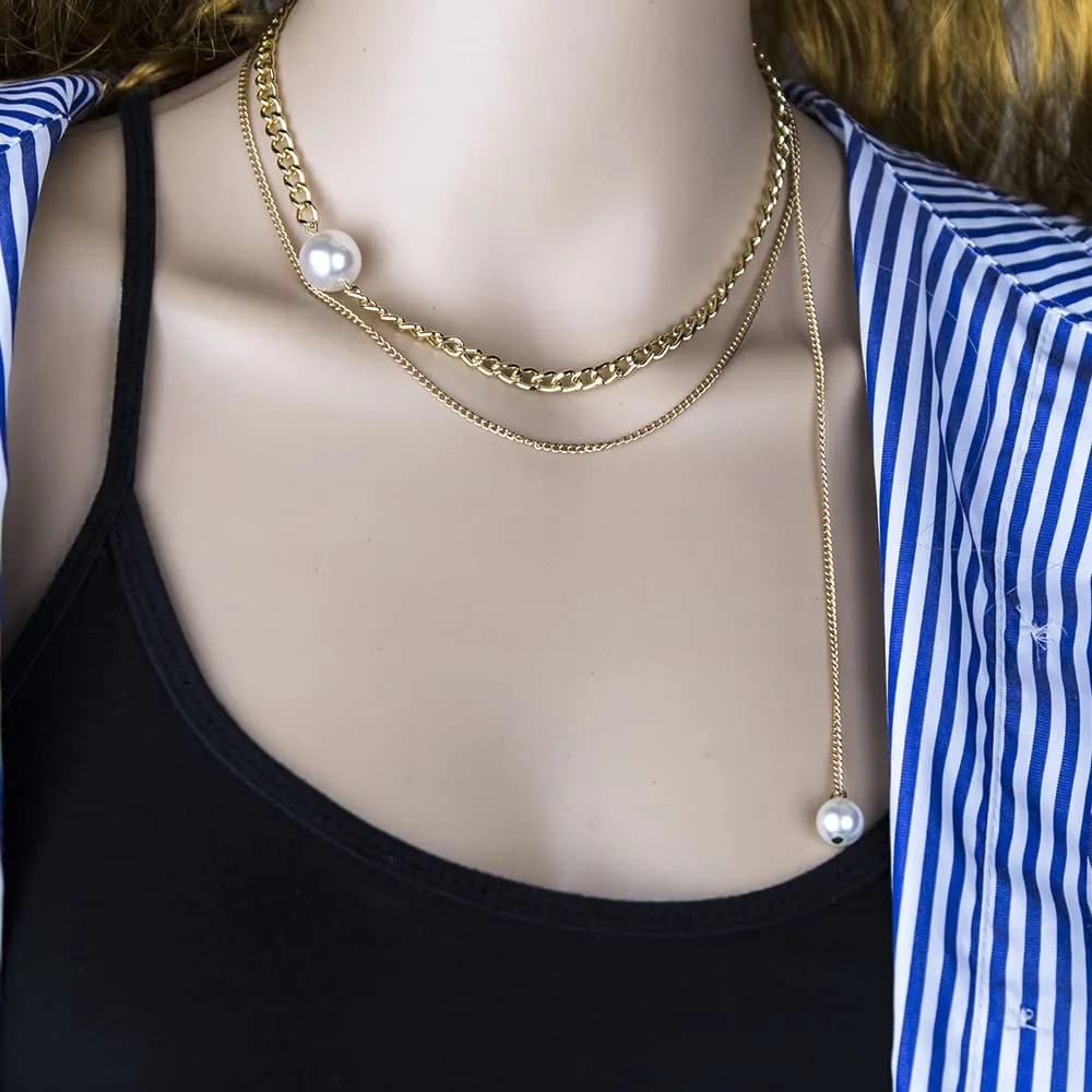 Yellow Chimes Necklace for Women and Girls Pearl Necklace for Women | Gold Plated Multilayered Choker Necklace for Girls | Birthday Gift for girls and women Anniversary Gift for Wife